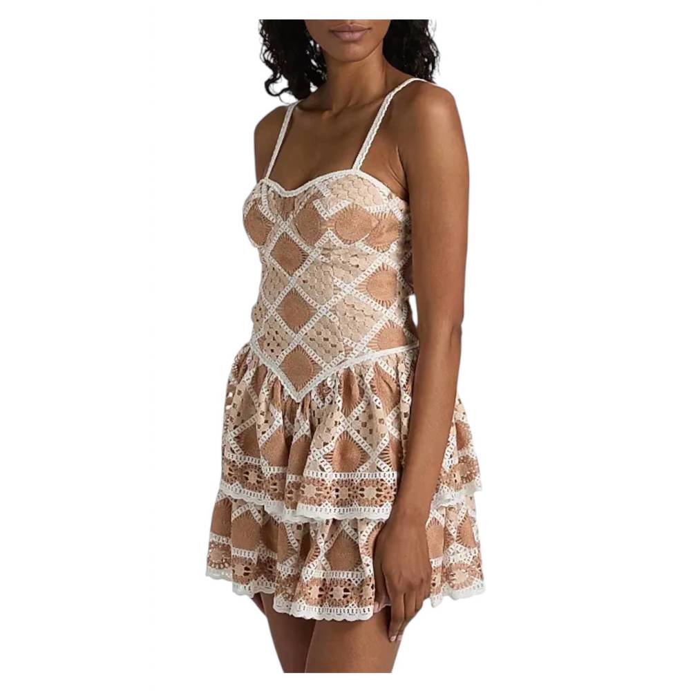 NEW PATBO bossa crochet mini dress in beige - Picture 3 of 5